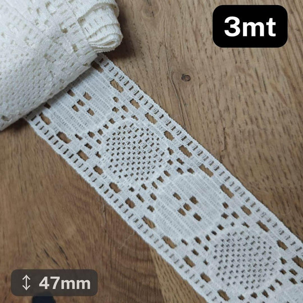 3 meters offwhite Lace 47mm #DEN250620H - ACCESSOIRES LEDUC BV