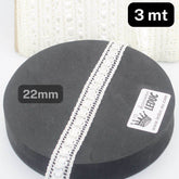 3 meters white 22mm Lace with Satin insert - ACCESSOIRES LEDUC BV