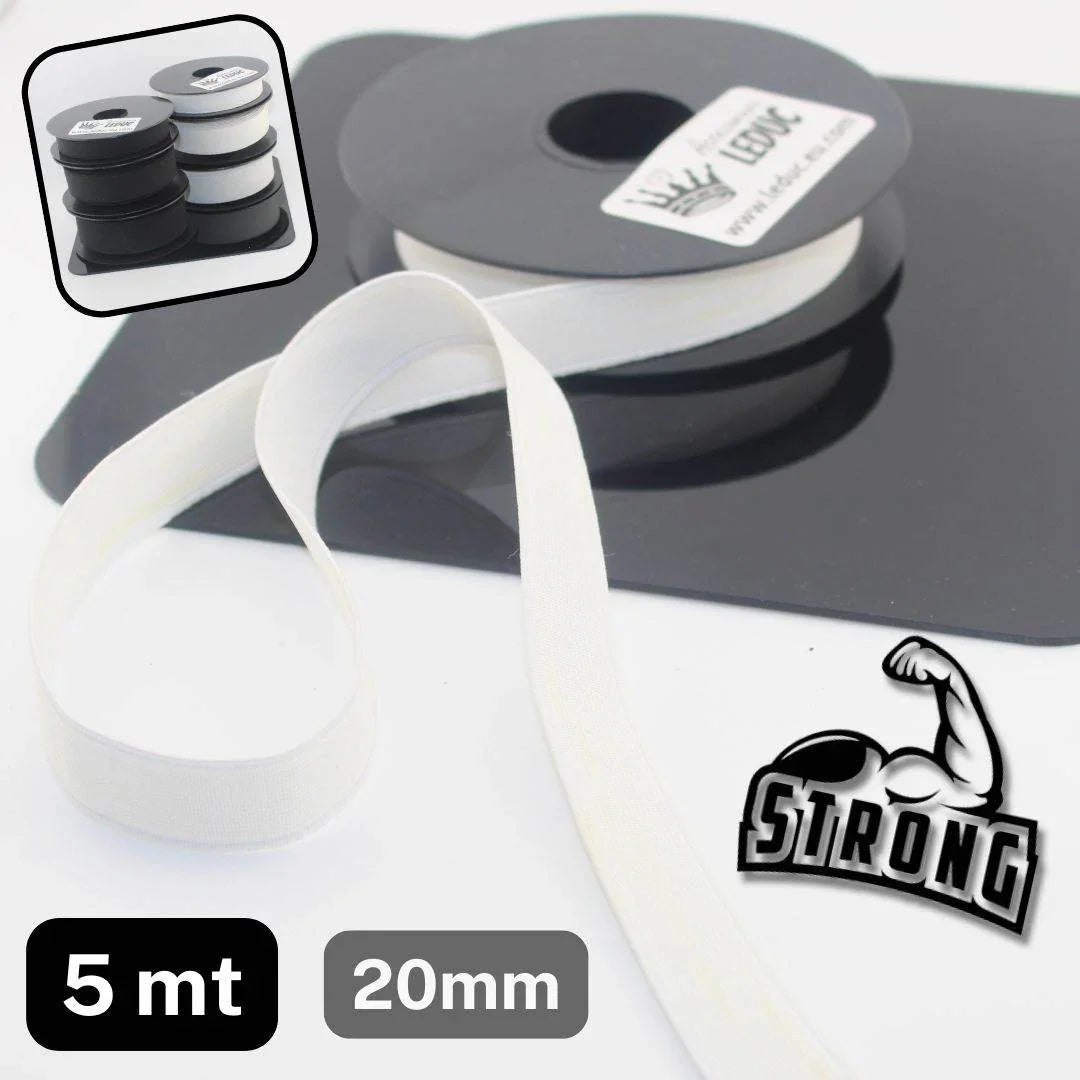 5 meters Super Strong Elastic - High Tension - Black or White available in sizes 20mm 25mm or 30mm #ELCOT - ACCESSOIRES LEDUC BV