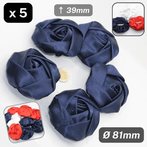 Set of 5 Satin Flowers - Brooch / Corsage Ø81mm #F1-06 - ACCESSOIRES LEDUC BV