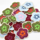 Set of 5 Fabric Bicolor Flower Iron-on Applications Ø45mm #F1-12 - ACCESSOIRES LEDUC BV