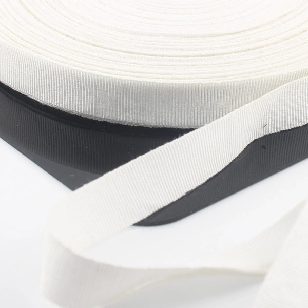 20 meters 22mm White Viscose Gros Grain Soft Ribbon - ACCESSOIRES LEDUC BV