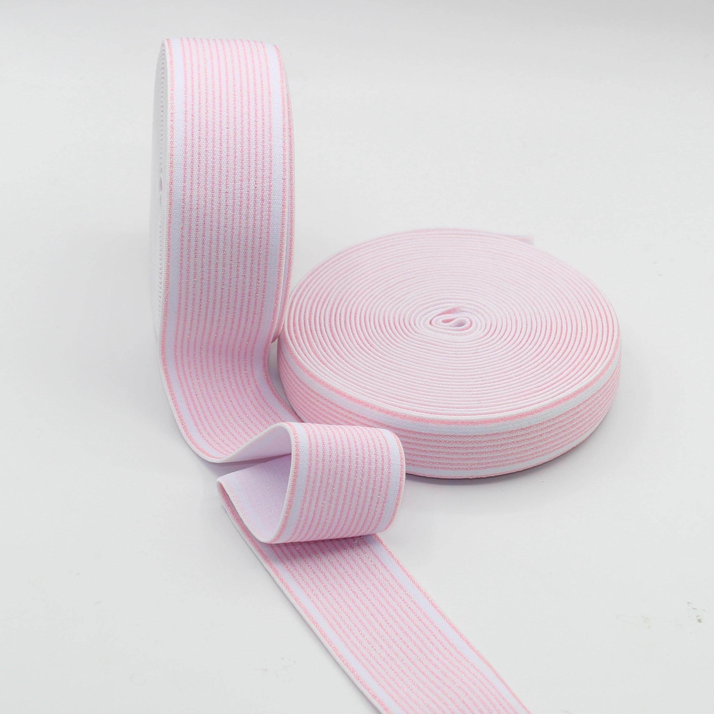 Coloured Elastic with Lurex Stripes #ELA2825 - 25mm or 40mm - 10 meters - ACCESSOIRES LEDUC BV