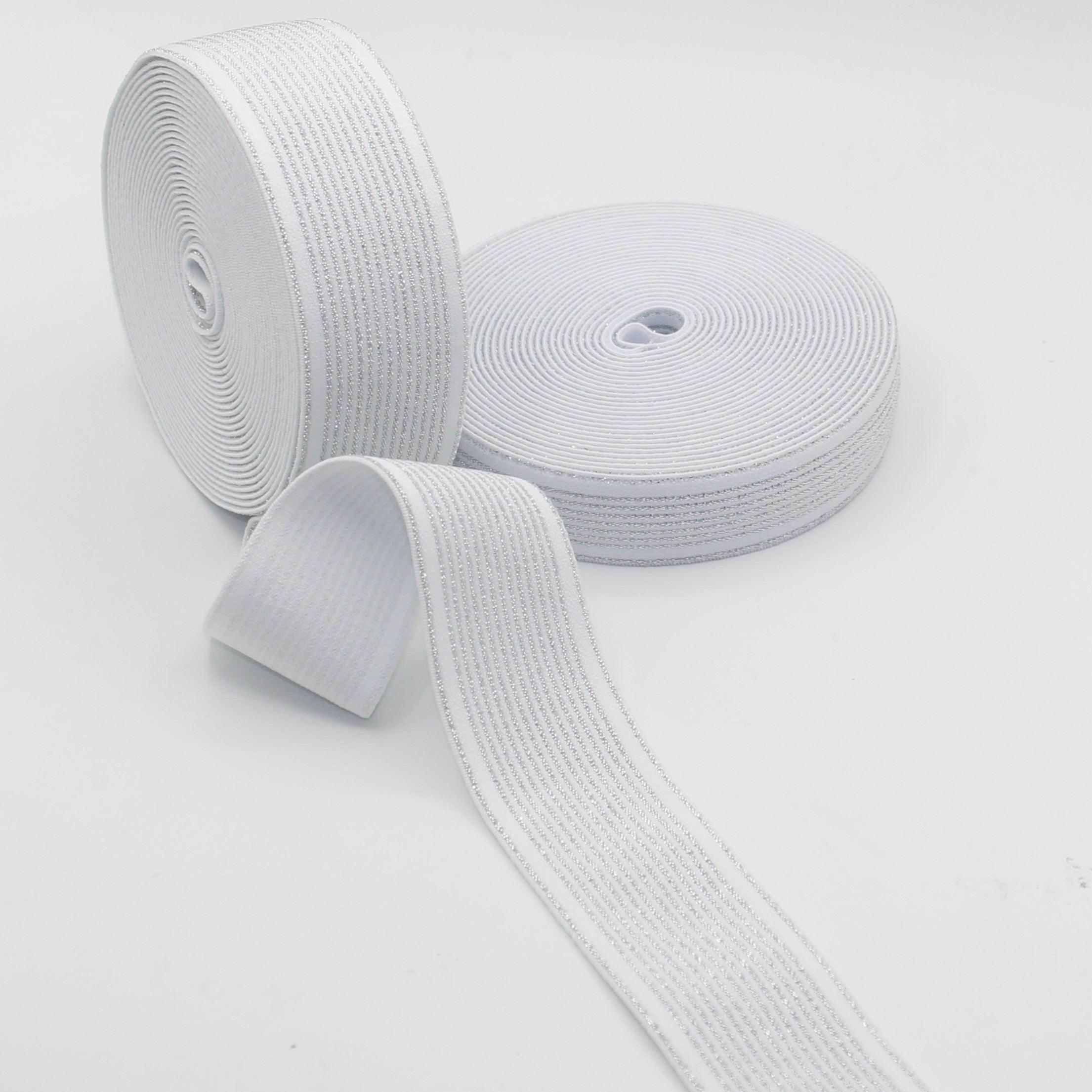 Coloured Elastic with Lurex Stripes #ELA2825 - 25mm or 40mm - 10 meters - ACCESSOIRES LEDUC BV