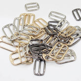 5 Metallic Loop Buckles (size 25mm, 30mm or 40mm), Rectangle Shape, with Round Corners #BMEx050, available in Silver, Gunmetal or Light Gold Colours - ACCESSOIRES LEDUC BV