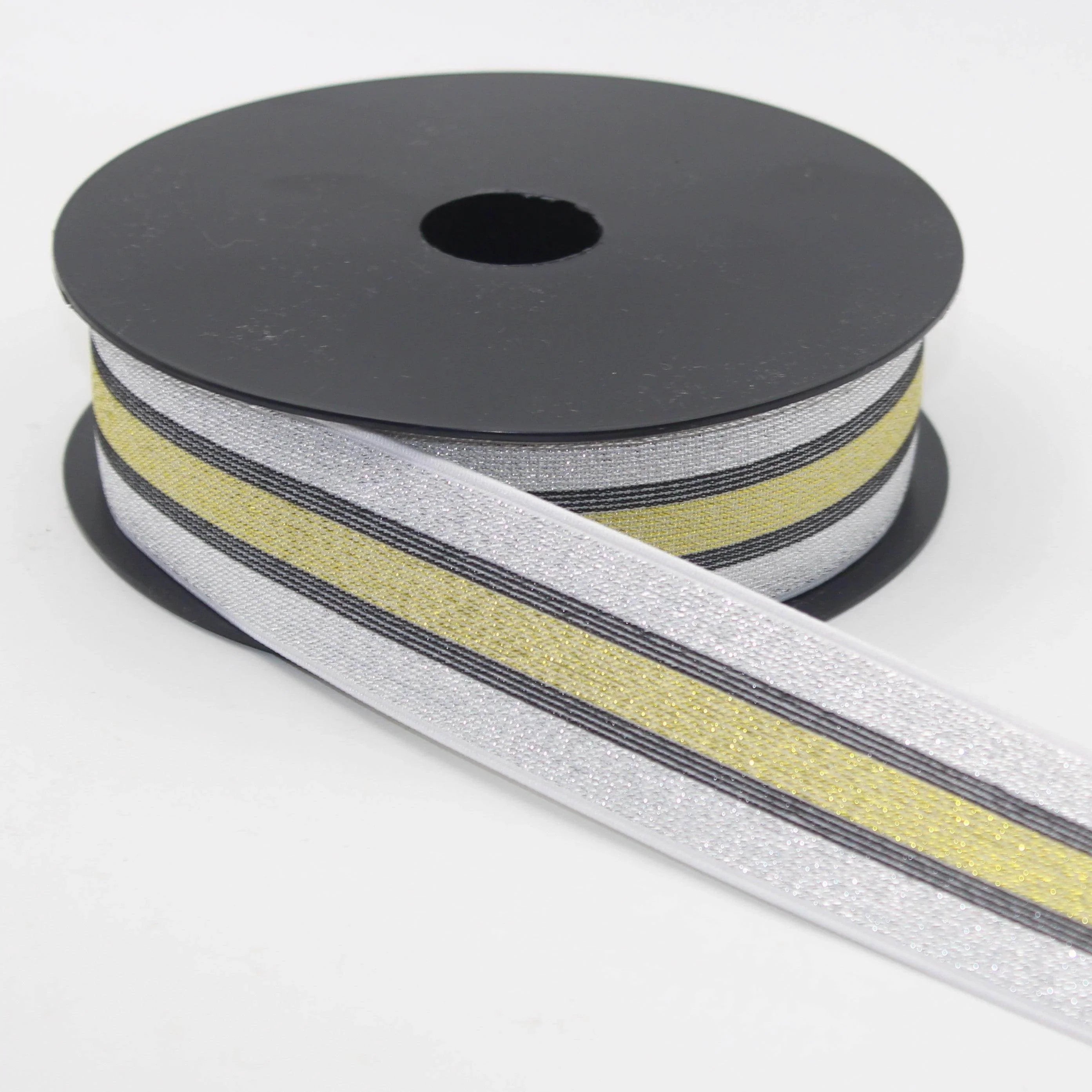 5 meters All Lurex Elastic 40mm Silver + Black + Green Red or Yellow #ELA3609 - ACCESSOIRES LEDUC BV