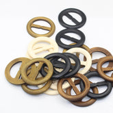 Set of 5 round 38mm Wooden Buckles (external diameter 56mm) #BWO1000 - ACCESSOIRES LEDUC BV