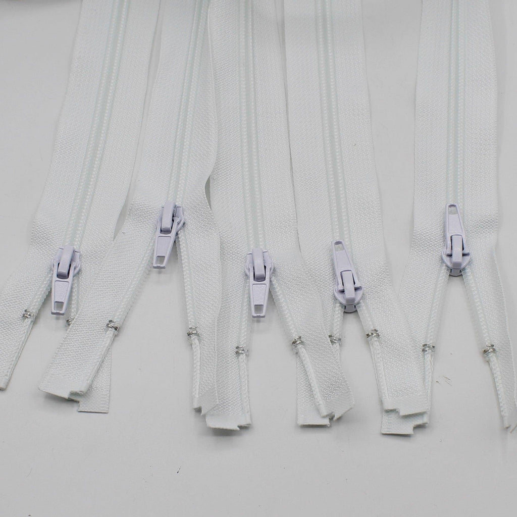 5 pieces Open-End Zippers White