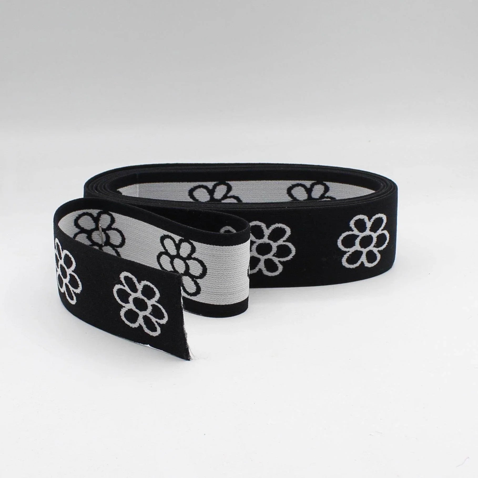 3 Meters FANCY ELASTIC with Flowers 40mm - ACCESSOIRES LEDUC BV