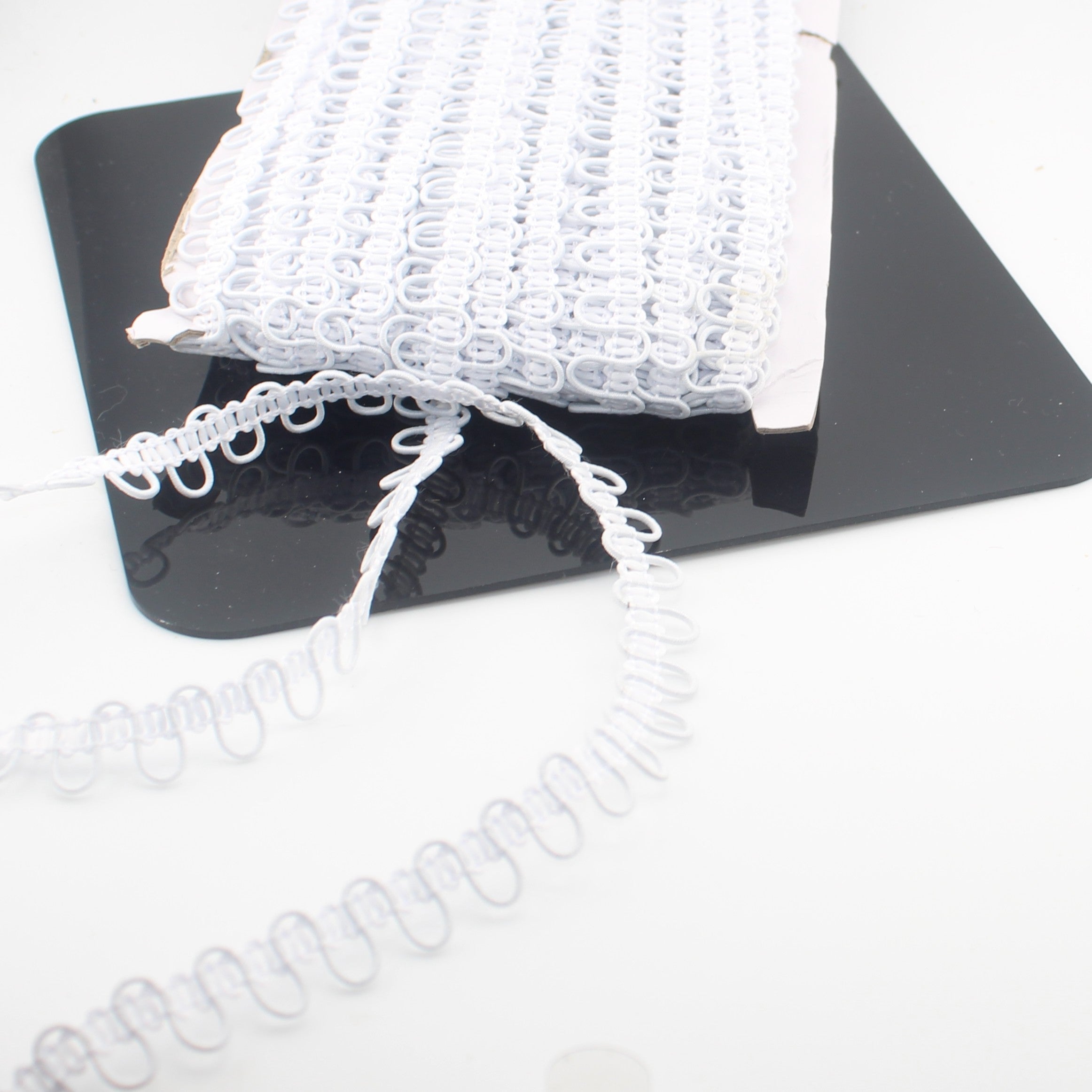 22 meter Elastic Button Loop Trim – Professional Bridal & Couture Finish Black White or Beige