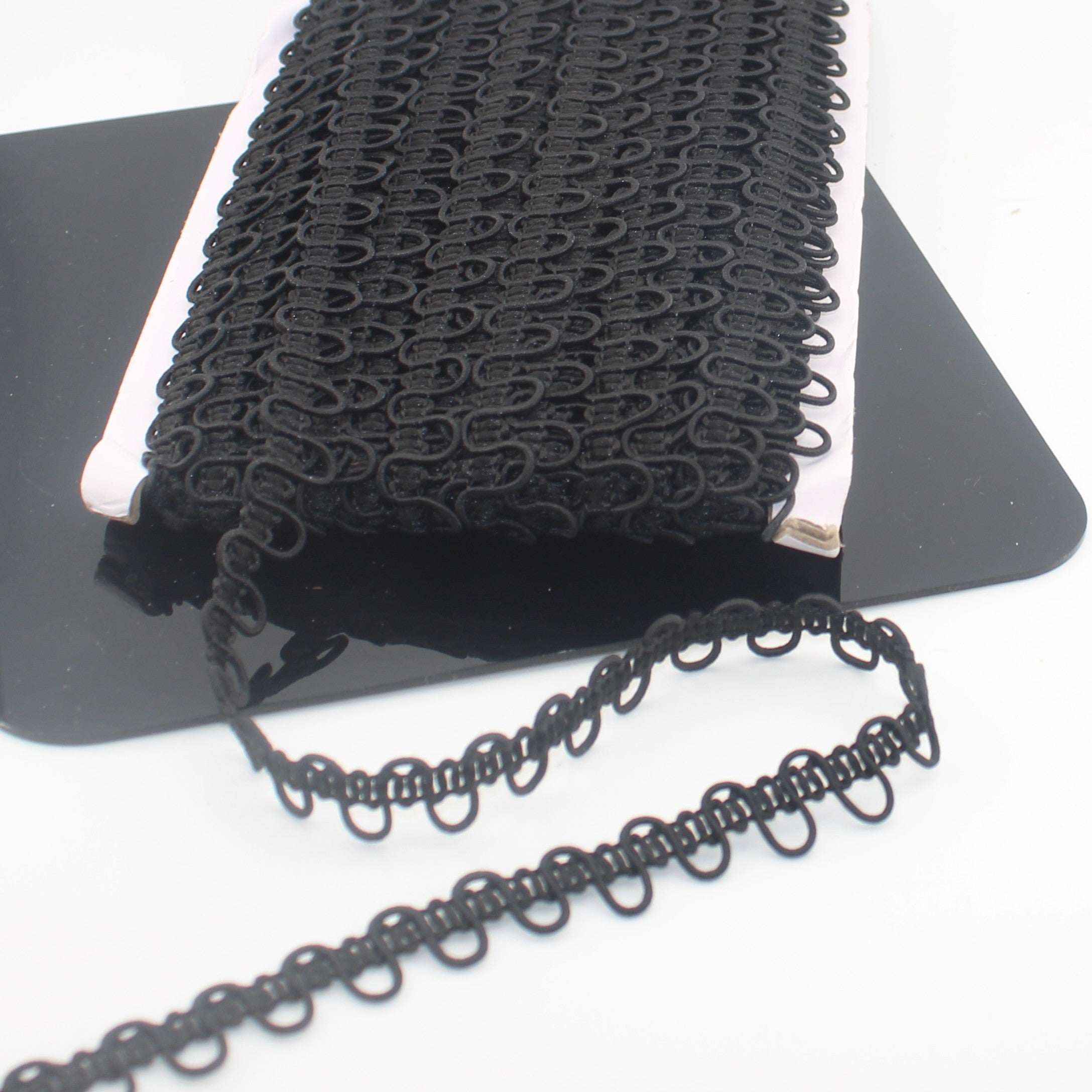 22 meter Elastic Button Loop Trim – Professional Bridal & Couture Finish Black White or Beige