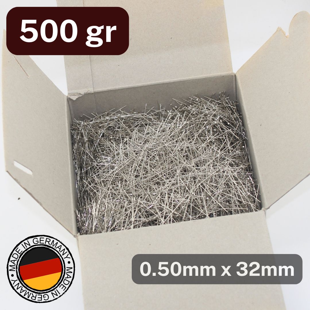 500 grams of extra fine needles size 0.50mm x 32mm - Made in Germany