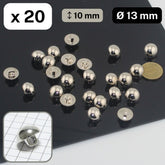 20 Pieces Silver Nylon Metalized HalfBall Shank Buttons Size 13MM #KMQ500520 - ACCESSOIRES LEDUC BV