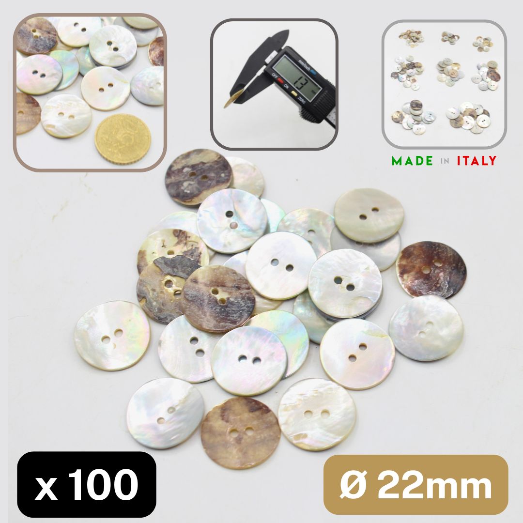 100 pieces - 2 Holes Shell Button 22mm (36