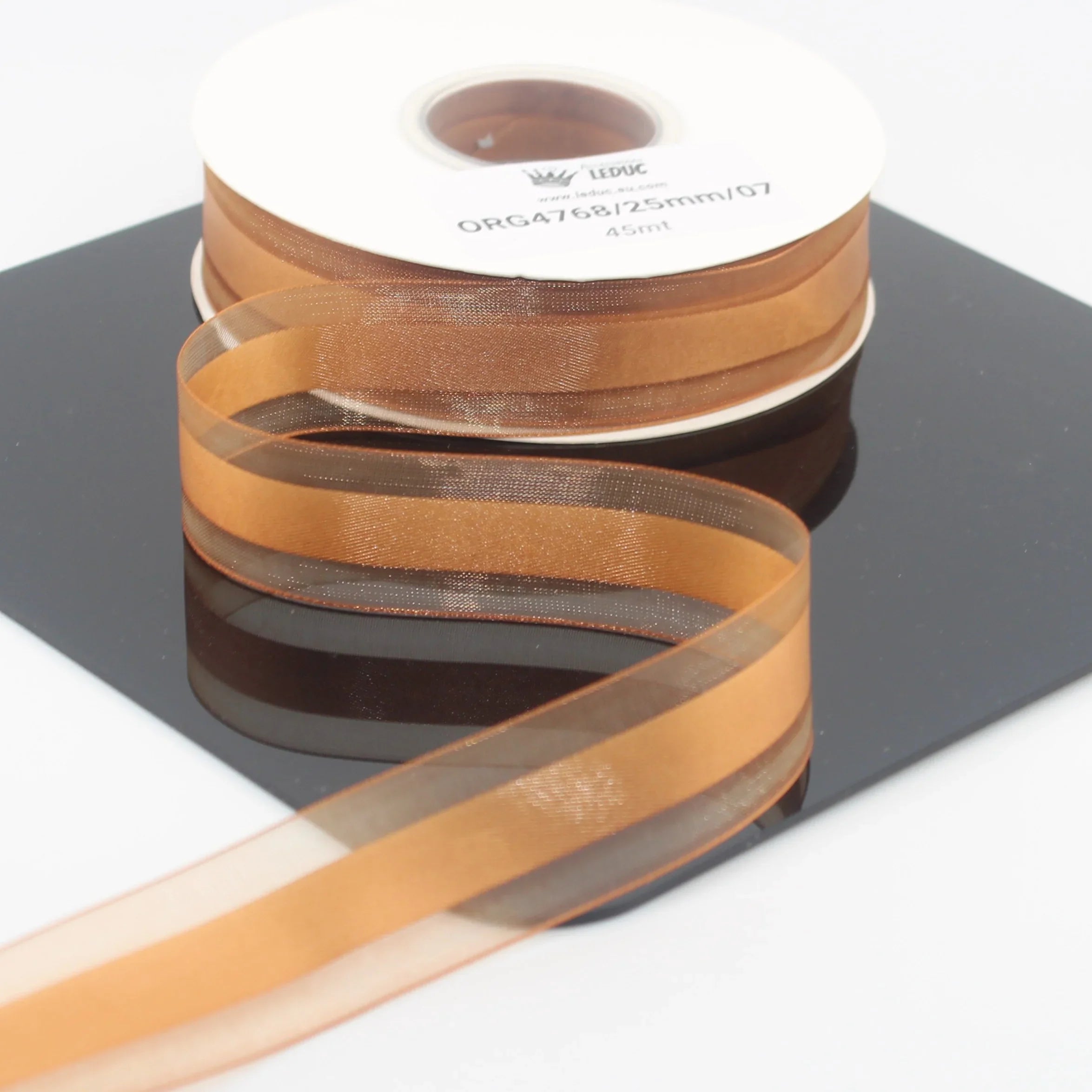 45 meters 25mm Organza Ribbon with Satin Center #ORG4768 - ACCESSOIRES LEDUC BV