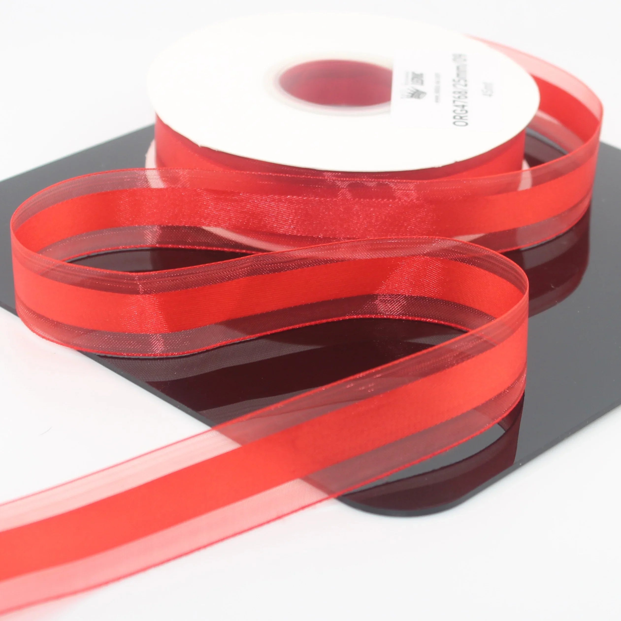 45 meters 25mm Organza Ribbon with Satin Center #ORG4768 - ACCESSOIRES LEDUC BV
