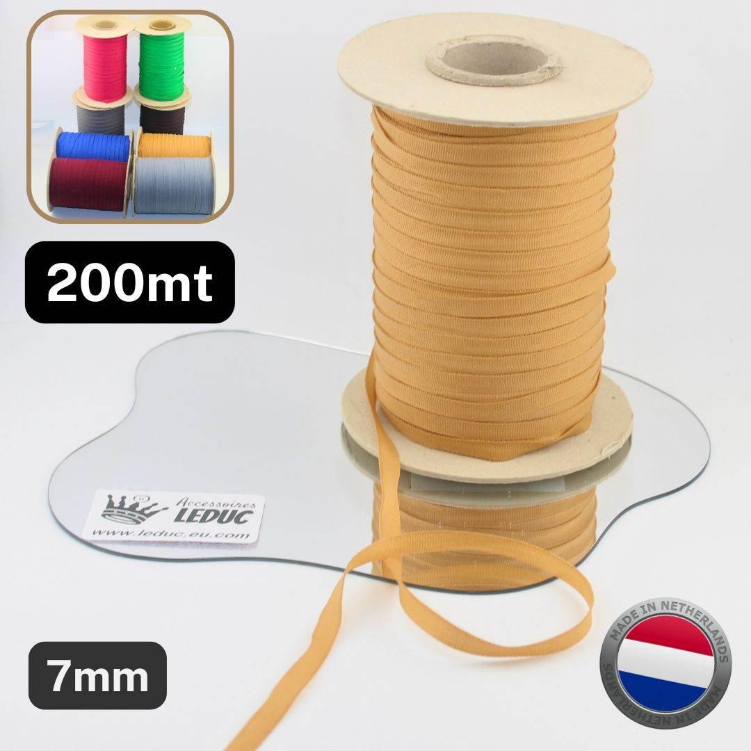 200 meters Polycotton Tape - Resistant, for Multiple Use - 7mm - Made in the Netherlands - ACCESSOIRES LEDUC BV