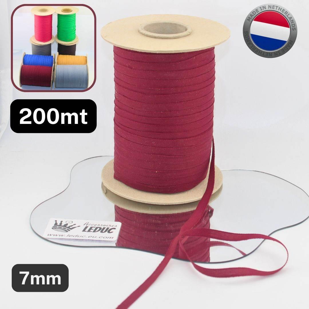200 meters Polycotton Tape - Resistant, for Multiple Use - 7mm - Made in the Netherlands - ACCESSOIRES LEDUC BV