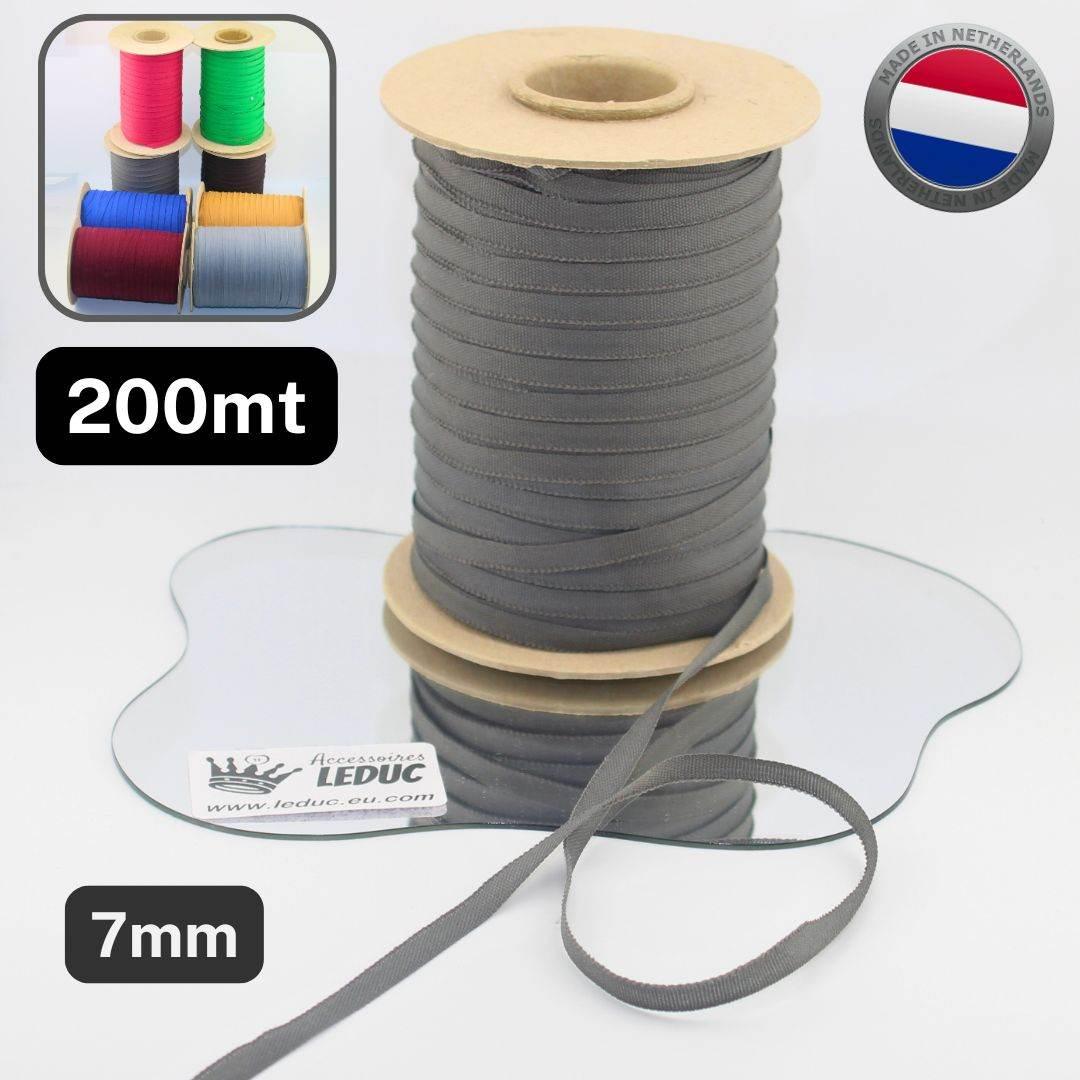 200 meters Polycotton Tape - Resistant, for Multiple Use - 7mm - Made in the Netherlands - ACCESSOIRES LEDUC BV