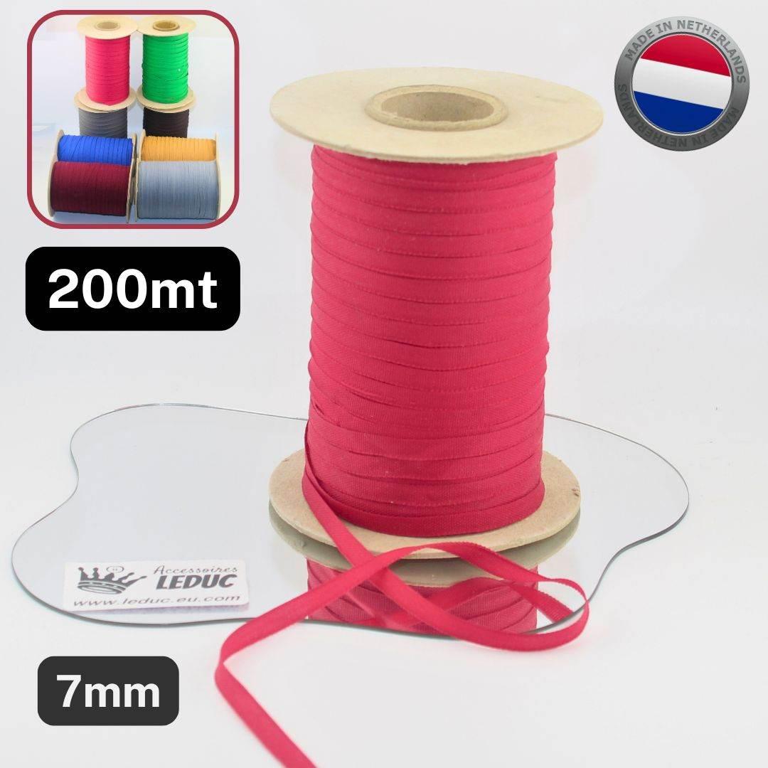 200 meters Polycotton Tape - Resistant, for Multiple Use - 7mm - Made in the Netherlands - ACCESSOIRES LEDUC BV