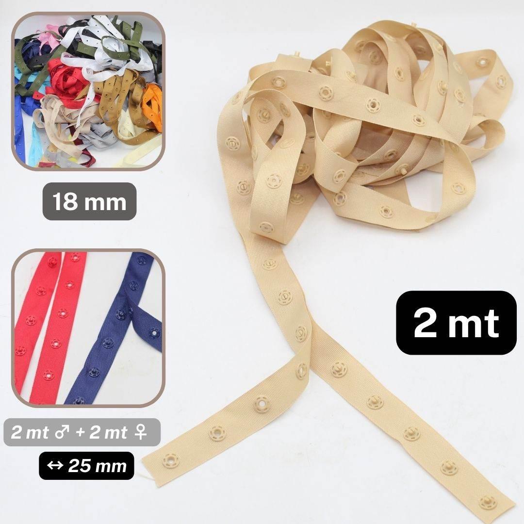 2 meters Polyester Snap Tape (male + female), width 18mm, distance between snaps 25mm #RUB1815 - ACCESSOIRES LEDUC BV