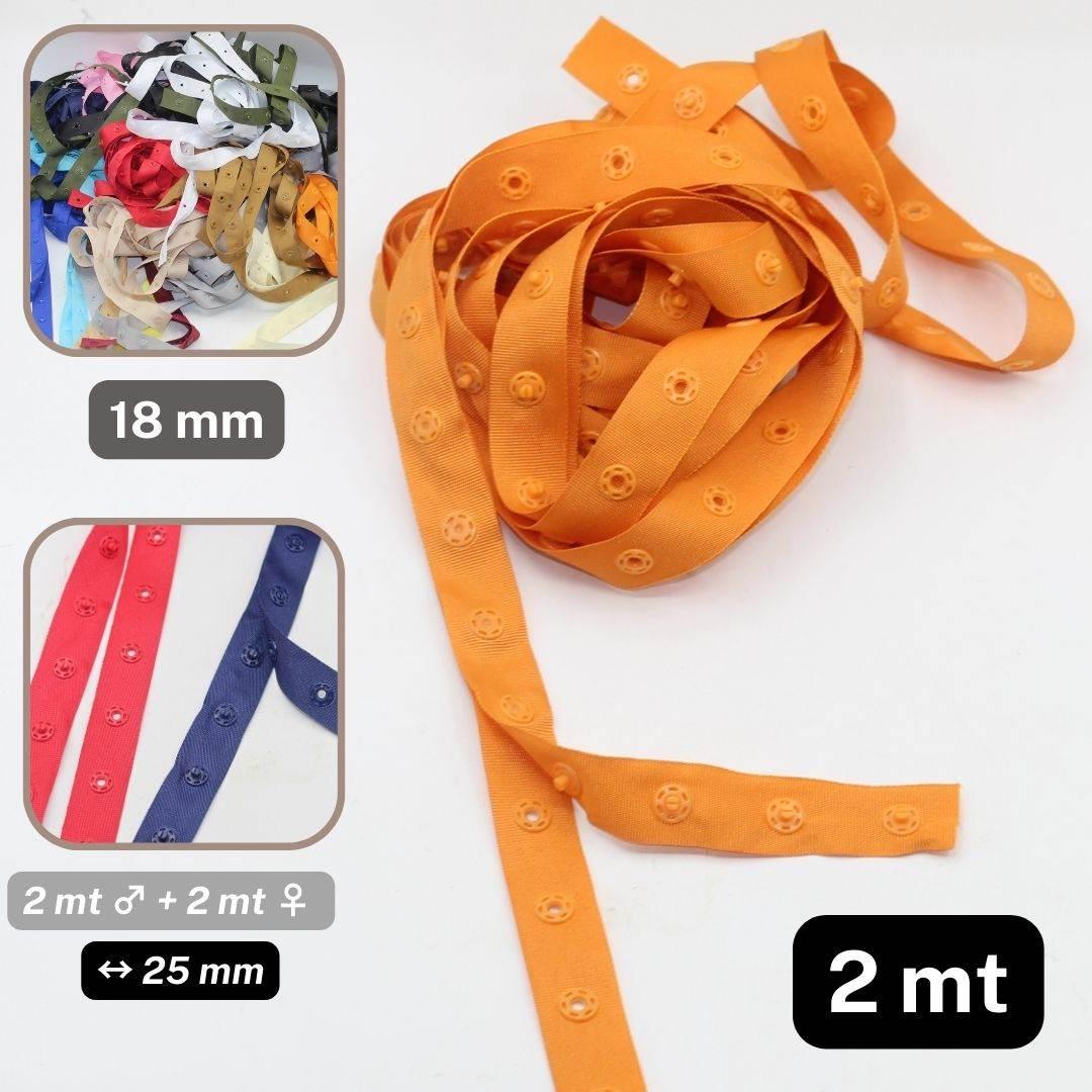 2 meters Polyester Snap Tape (male + female), width 18mm, distance between snaps 25mm #RUB1815 - ACCESSOIRES LEDUC BV