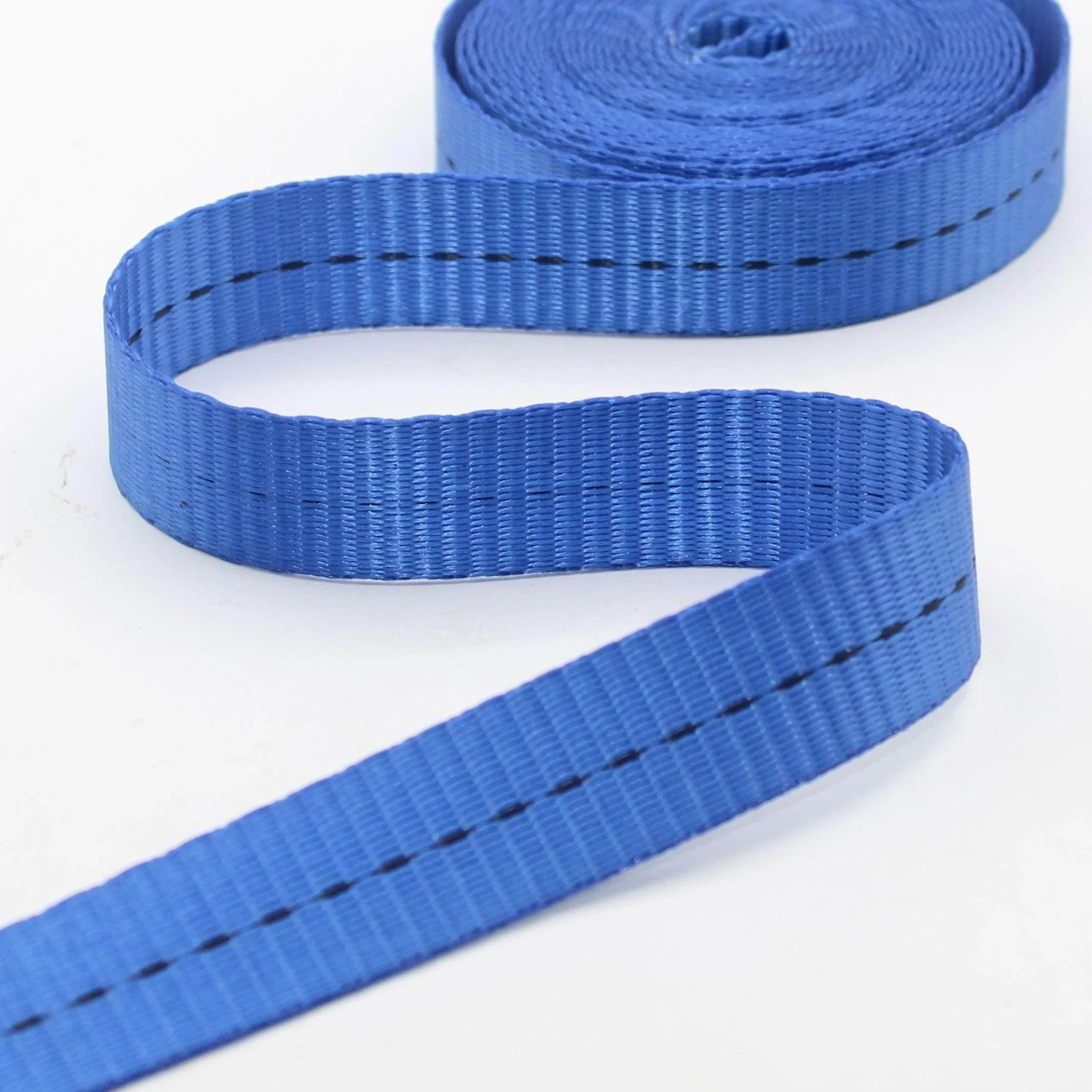10 meters 25mm Polyester Webbing with Central Black Stitches #RUB3563 - ACCESSOIRES LEDUC BV