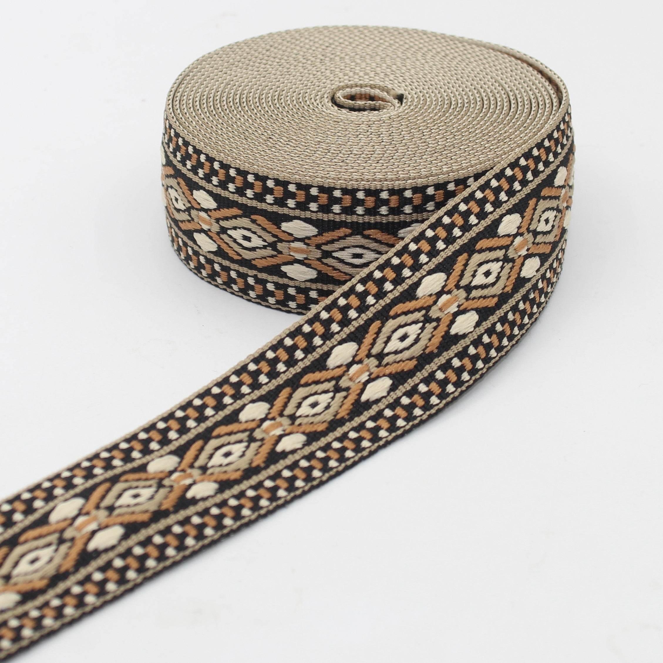 5 meters Ethnic Eyes 38mm Webbing #RUB3566 - ACCESSOIRES LEDUC BV