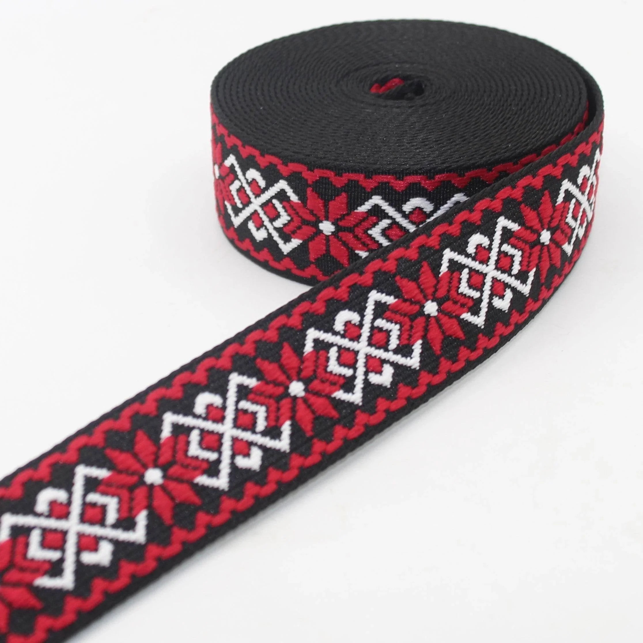 5 meters Ethnic Floral 38mm Webbing #RUB3568 - ACCESSOIRES LEDUC BV