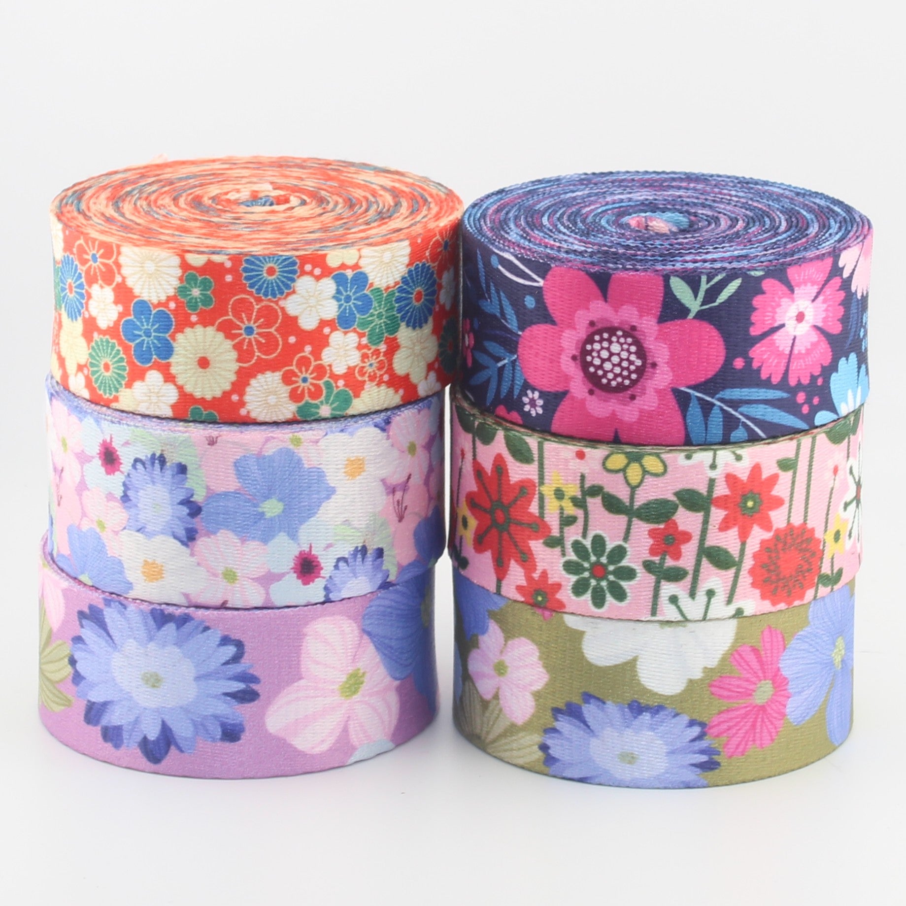 5 meters 38mm Floral Design Printed Polyester Webbing #RUB3580