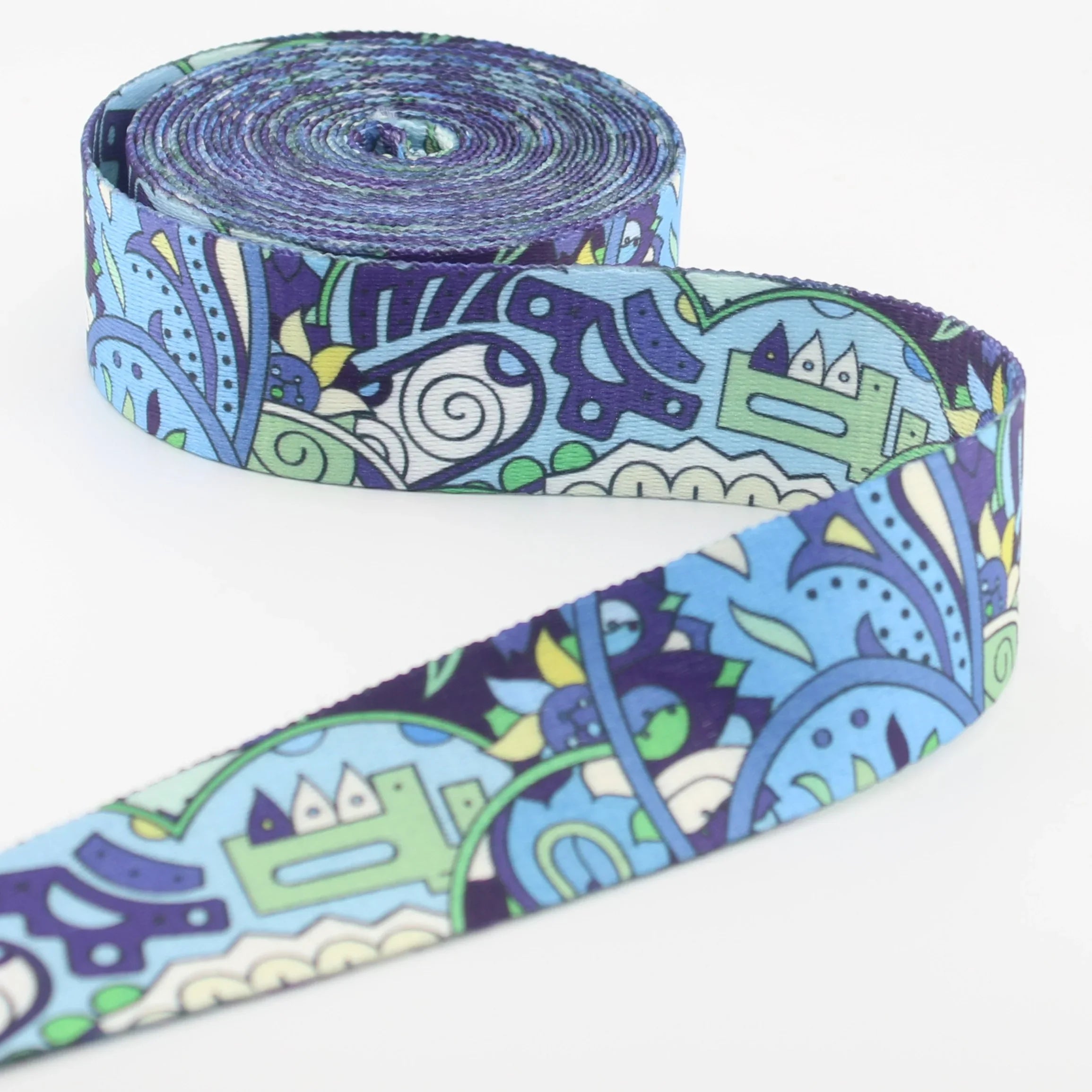 5 meters 38mm Paisley Design Printed Polyester Webbing #RUB3581 - ACCESSOIRES LEDUC BV