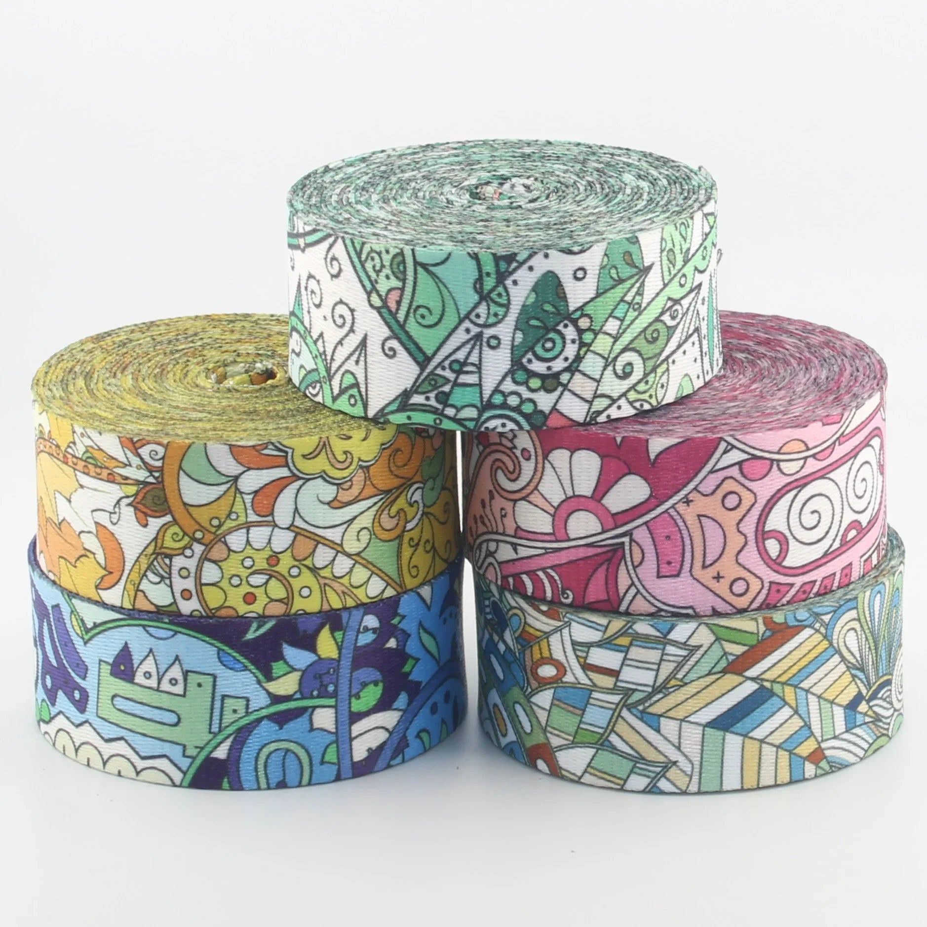 5 meters 38mm Paisley Design Printed Polyester Webbing #RUB3581 - ACCESSOIRES LEDUC BV