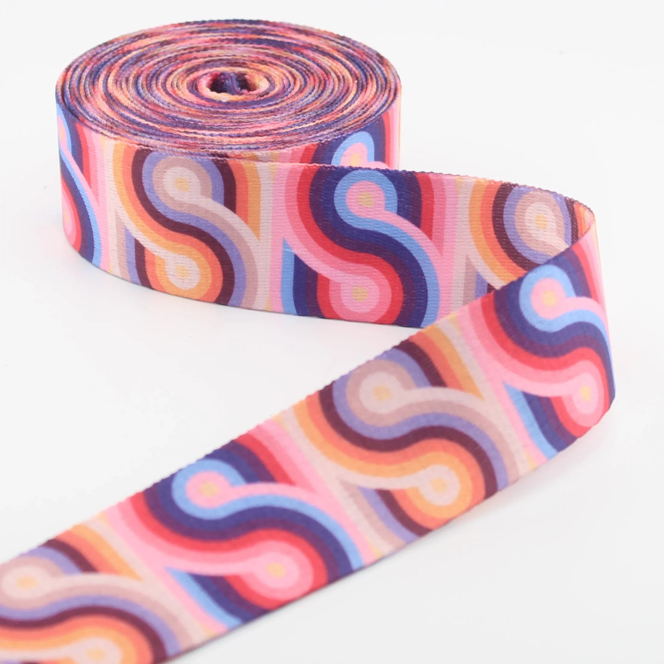 5 meters 38mm Colorful Geometric Design Printed Polyester Webbing #RUB3582 - ACCESSOIRES LEDUC BV