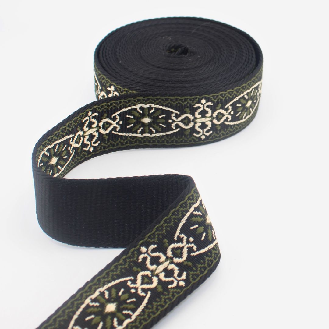 Floral Deluxe Webbing 38 mm | Decorative Strap Webbing for Bags & Upholstery (RUB3584)