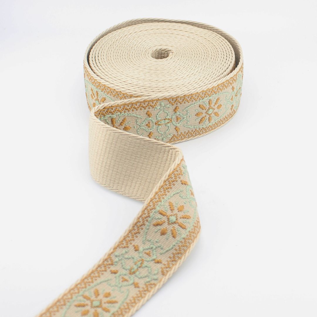 Floral Deluxe Webbing 38 mm | Decorative Strap Webbing for Bags & Upholstery (RUB3584)