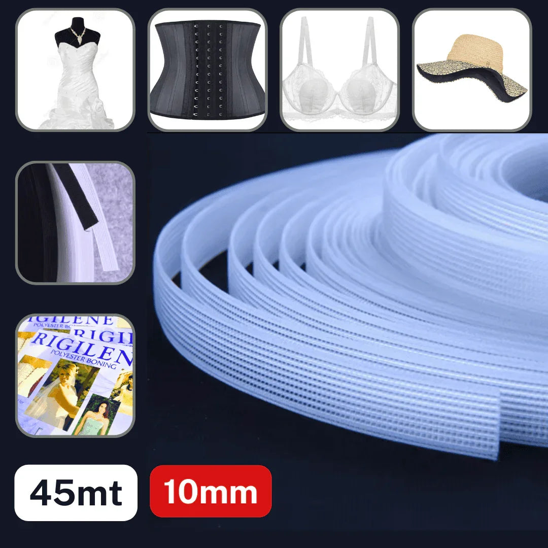 RIGILENE 40mt - Boning, available in 3,6,8,10,12,15 or 18mm in black or white - ACCESSOIRES LEDUC BV