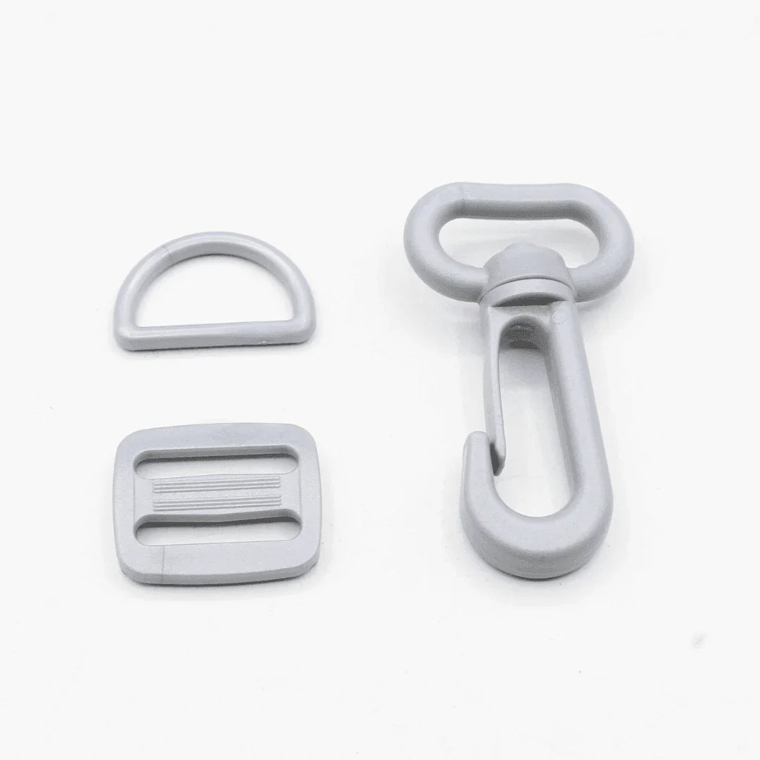 Set of 3 Colourful Nylon Buckles (1 fast clip + 1 sliding buckle + 1 D Ring) - 20mm/25mm - ACCESSOIRES LEDUC BV