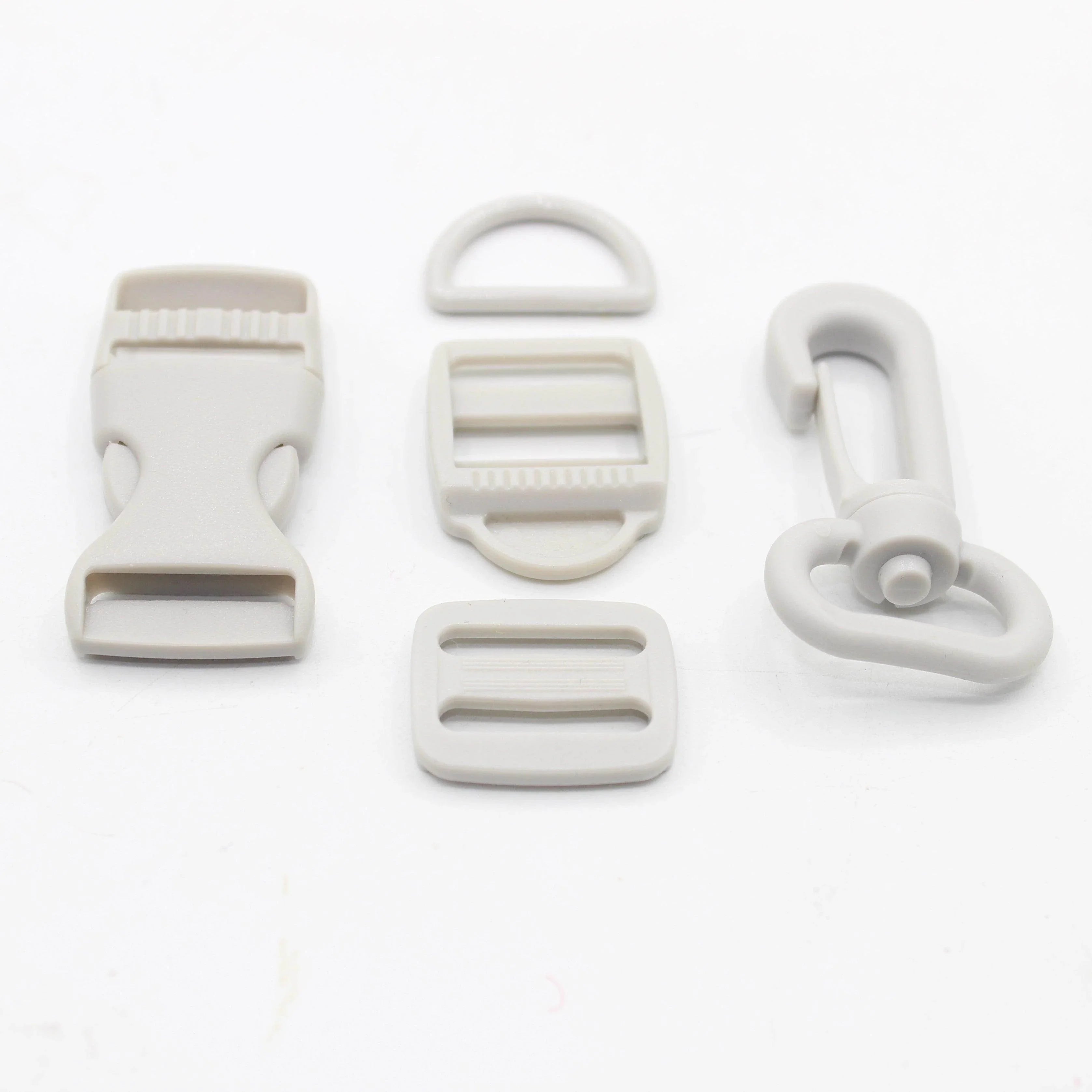 Set of 5 Coloured Nylon Buckles (1 Lobster + 2 sliding buckles + 1 D ring + 1 Clipsable buckle) - 20mm/25mm - ACCESSOIRES LEDUC BV