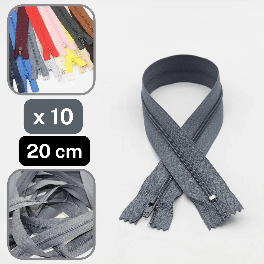 10 Coloured Nylon Zippers available in 18cm, 20cm, 35cm or 60cm #ZNP - ACCESSOIRES LEDUC BV