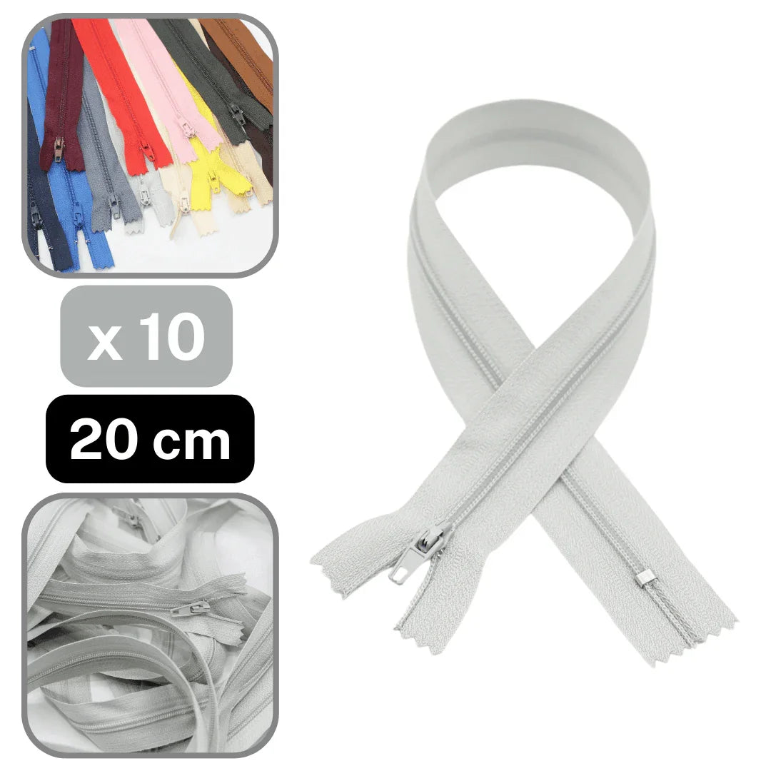 10 Coloured Nylon Zippers available in 18cm, 20cm, 35cm or 60cm #ZNP - ACCESSOIRES LEDUC BV