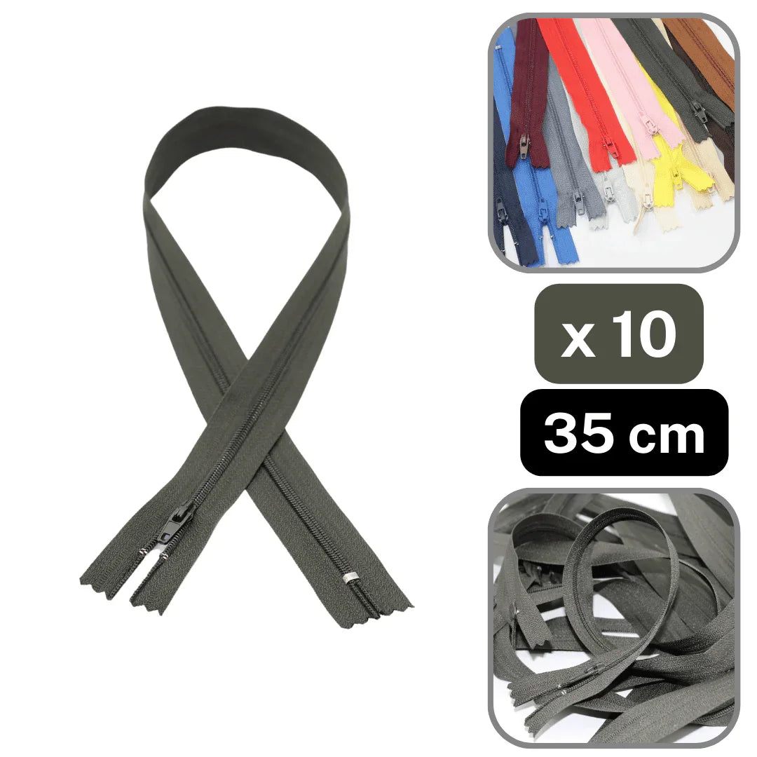 10 Coloured Nylon Zippers available in 18cm, 20cm, 35cm or 60cm #ZNP - ACCESSOIRES LEDUC BV