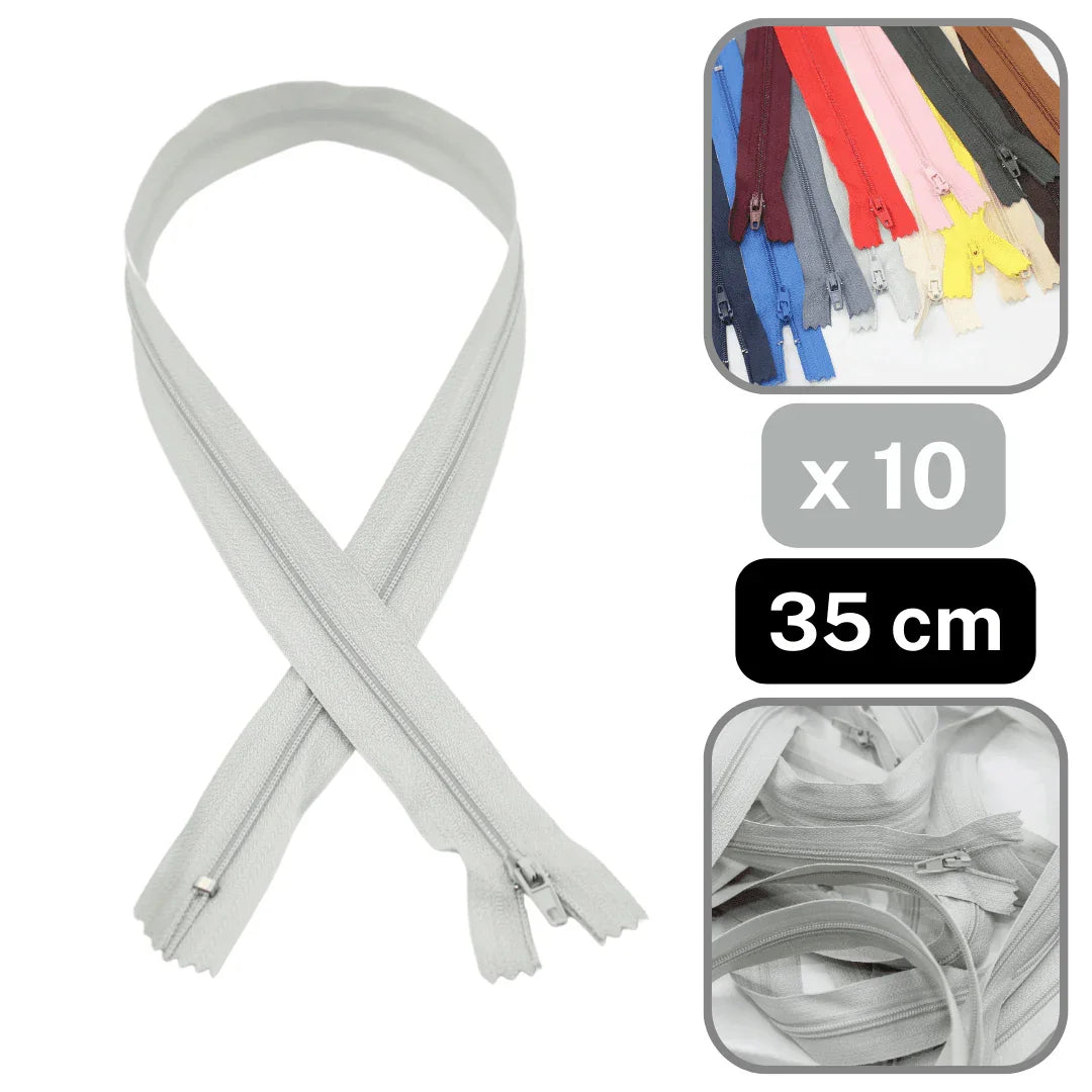 10 Coloured Nylon Zippers available in 18cm, 20cm, 35cm or 60cm #ZNP - ACCESSOIRES LEDUC BV