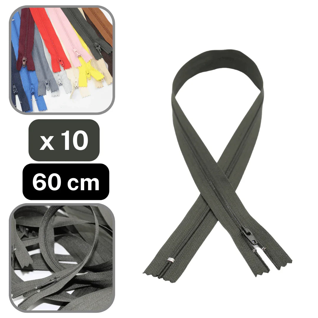 10 Coloured Nylon Zippers available in 18cm, 20cm, 35cm or 60cm #ZNP - ACCESSOIRES LEDUC BV