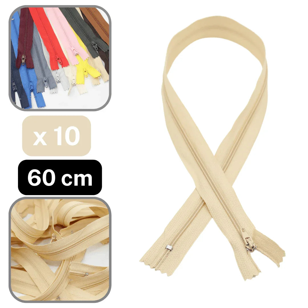 10 Coloured Nylon Zippers available in 18cm, 20cm, 35cm or 60cm #ZNP - ACCESSOIRES LEDUC BV