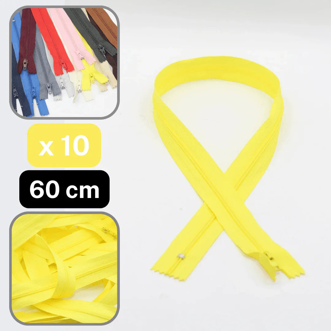 10 Coloured Nylon Zippers available in 18cm, 20cm, 35cm or 60cm #ZNP - ACCESSOIRES LEDUC BV
