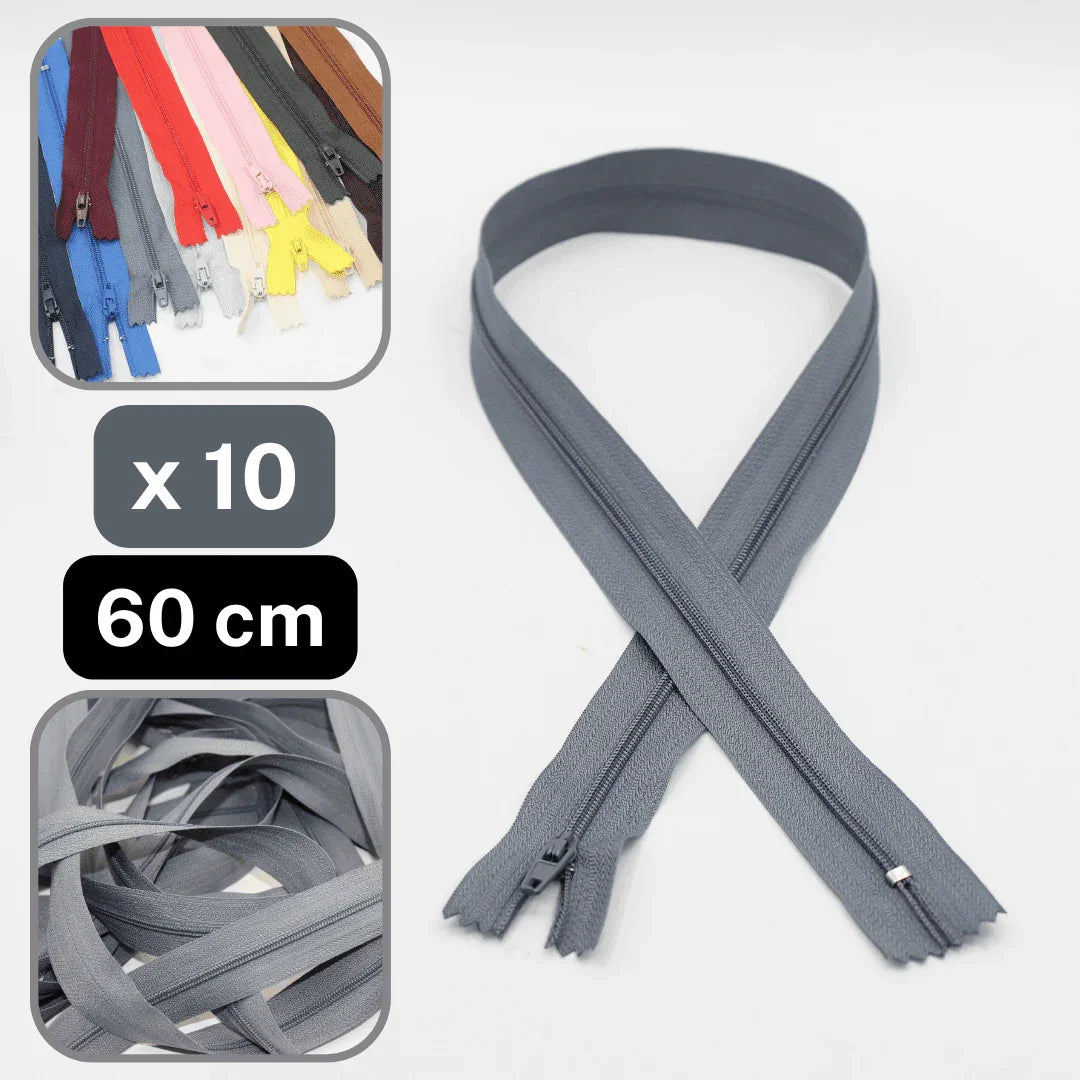 10 Coloured Nylon Zippers available in 18cm, 20cm, 35cm or 60cm #ZNP - ACCESSOIRES LEDUC BV