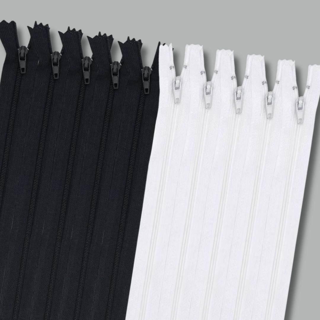 BLACK OR WHITE Nylon Zippers (10pcs) - ACCESSOIRES LEDUC BV