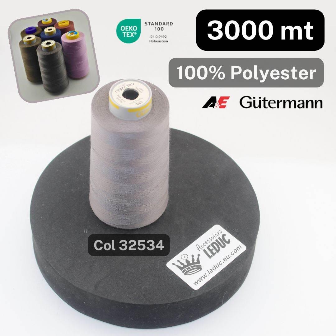 Cone of Overlock Yarn A+E Gutermann Permacore Made in Europe 3000 meters - ACCESSOIRES LEDUC BV