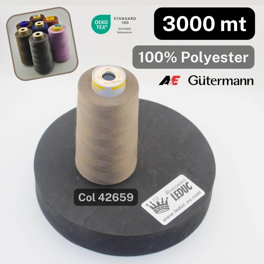 Cone of Overlock Yarn A+E Gutermann Permacore Made in Europe 3000 meters - ACCESSOIRES LEDUC BV