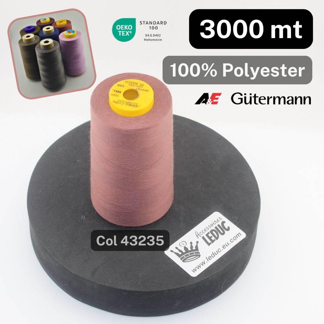Cone of Overlock Yarn A+E Gutermann Permacore Made in Europe 3000 meters - ACCESSOIRES LEDUC BV